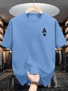 Spades A 100% polyester fiber round neck T-shirt for men, lightweight, breathable, quick drying short sleeved top, high elasticity, wrinkle resistant round neck T-shirt, not easily deformed, classic round neck short sleeved T-shirt
