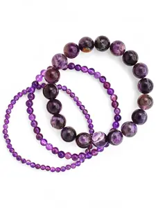 Amethyst Stretch Bracelet Set of 3