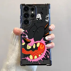 Courage The Cowardly Dog Cartoon Phone Case Compatible with for samsung S25 S24 S23 S22 S21 S20 FE Ultra Plus 4G 5G 14G, Featuring a High-End Electroplated Color And Shockproof Transparent Protection.