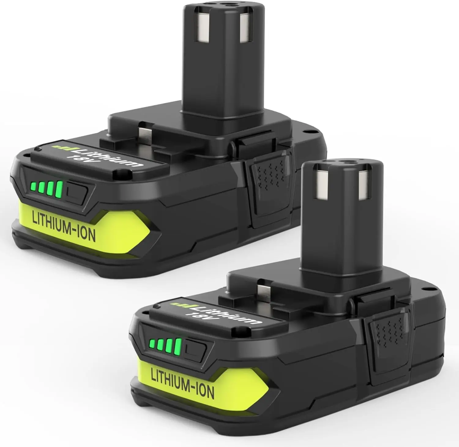 2-Pack 3600mAh 3.6Ah High-Capacity Lithium-ion Replacement Batteries for Ryobi 18V (Green), Compatible with Ryobi 18V Series Batteries P108, P107 Cordless Power Tools