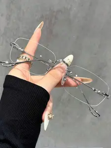 Metal Simple Fashion Flat Mirror Set, Reading Office Party Fashion Accessory, Trendy Casual Glasses, Striped Design, All Seasons Use, Zinc Alloy Frame