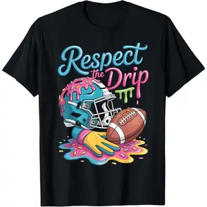 100% cotton Unisex Football Drip  Football Ice Cream Sprinkle Respect Drip T-Shirt