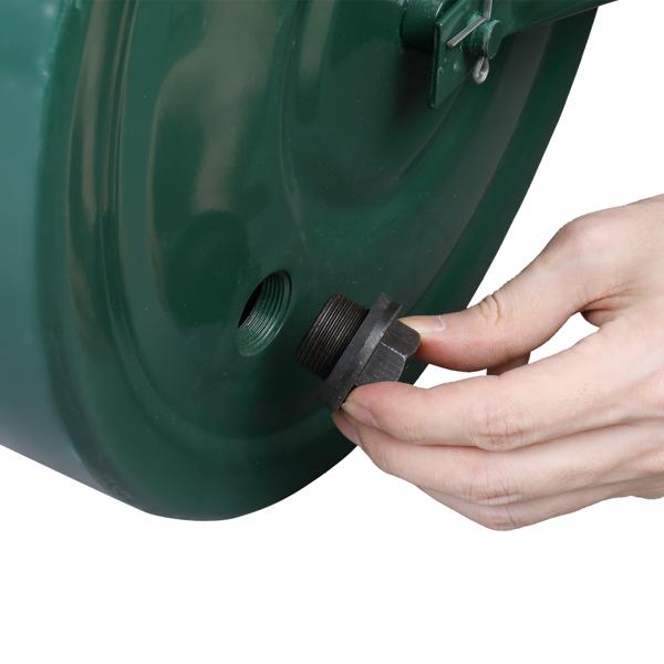 24" Steel Lawn Roller, 13 Gallon Water/Sand Fillable Yard Roller with U-Shaped Handle & Easy Drain Plug, Push & Pull Sod Roller for Grass Flattening Seed Packing, Green