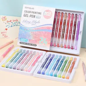 24 Colors Glitter Painting Pen (1 Box), 1.0mm Bullet Tip Marker Pen, Art Pens, Art Supplies for Card Making, Diary, Painting, Art Drawing Supplies