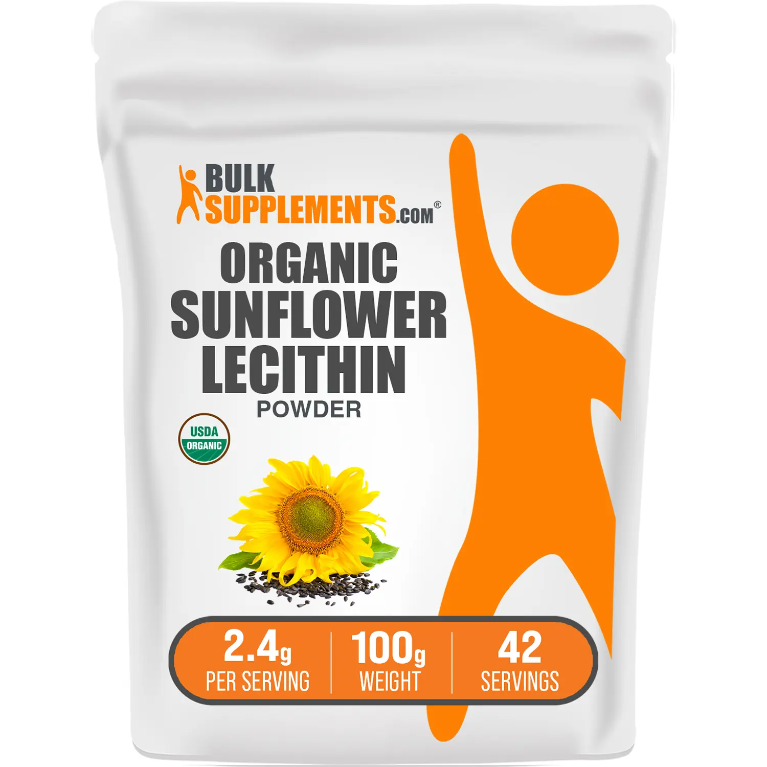 BulkSupplements - Organic Sunflower Lecithin Powder - Digestive Support - Liver Health - 100g - 2.4g per Serving