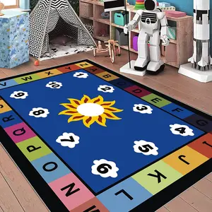Cartoon Pattern Area Rug, Play Rugs for Kids Playroom, Non-slip Soft Floor Mat, Rectangle Decorative Carpet for Home Living Room Bedroom, Home Decor