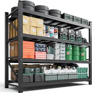 Letaya 71"W Metal Storage Shelves, 5000LBS Heavy Duty Garage Shelving Units, Storage Rack and Industrial Shelf for Warehouse 71"W x 24"D x 69"H,Black