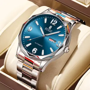 RUIGE Fashion Digital Men's Watch Fully Automatic Mechanical Movement Men's Night Light Waterproof Calendar Week Business Watch