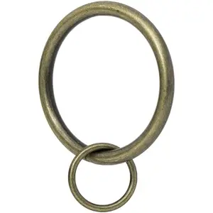 Drapery Eyelet Curtain Rings - 1.7" Ring Loop for Hook Pins, Set of 14 - Antique Brass