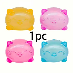Cute Cat Stress Ball Set, Kids Party Gift Pack, Slow Bounce Plastic Toy, Perfect Classroom Reward, Birthday and Holiday Gifts
