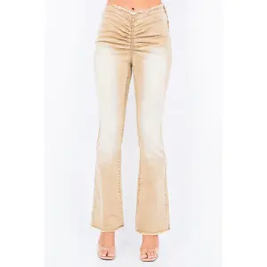 American Bazi V-Cut Ruched Flare Pants