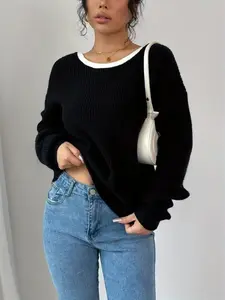 Fashion Backless Double Bow Knit Women's Top, Knitwear, Stylish Open Back Design, Comfortable and Elegant, Perfect for Everyday Casual Wear