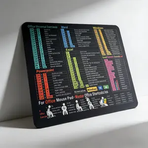 Office Shortcut Mouse Pad with Excel/Word/Windows Shortcuts | Non-Slip Desk Mat for Work, Students & Remote Workers | Desk Exercise Guide Included, Anti-Slip Rubber Base, Waterproof