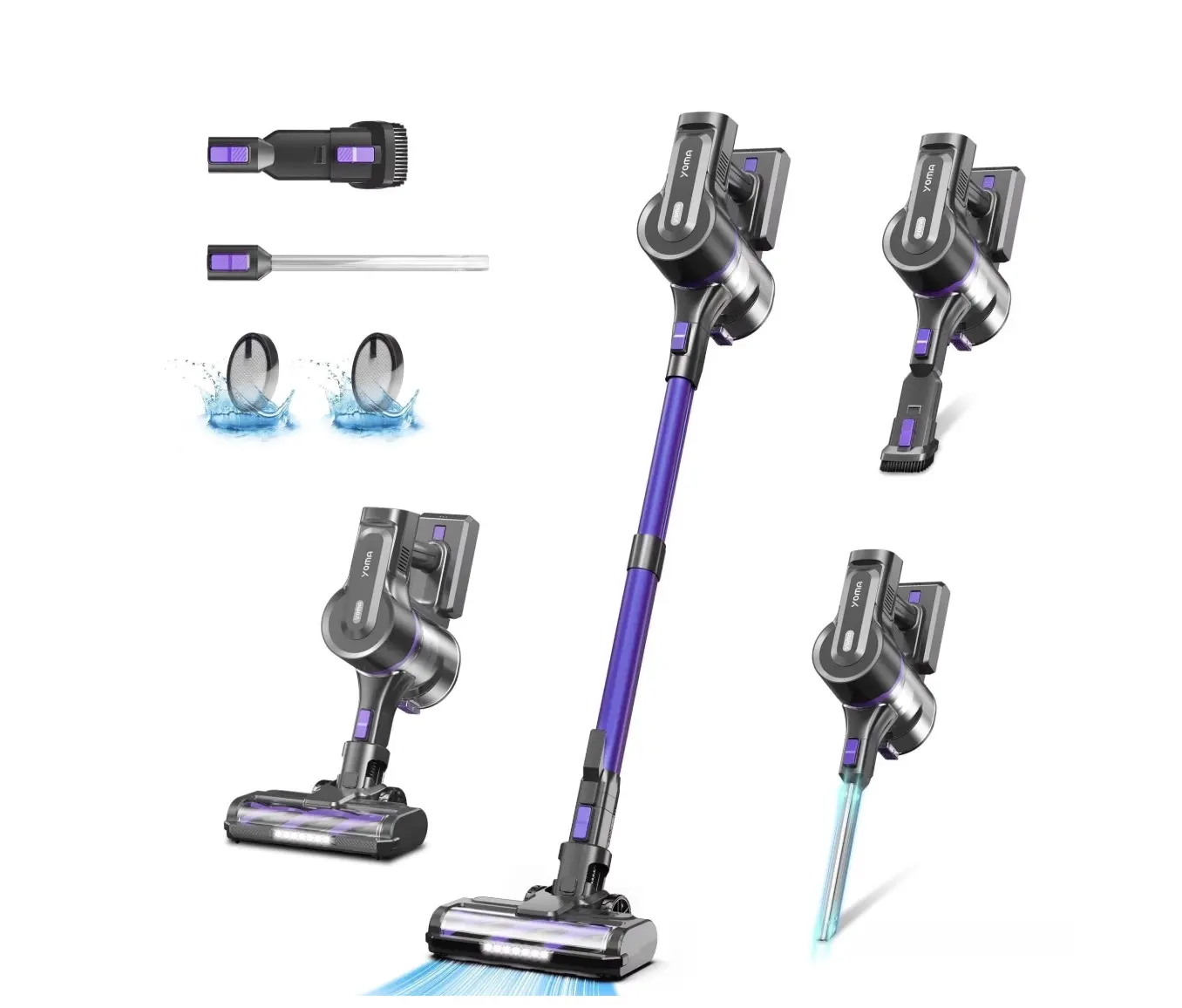 Cordless Vacuum Cleaner, 45Kpa/450W Powerful Stick Vacuum, 6 in 1 Lightweight Vacuum Cleaners for Home Hardfloor Carpet Pet Hair