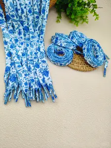 2 Pairs (4pcs) Blue & Porcelain Pattern Flat Laces, Unisex Sporty Casual Shoe Laces, Canvas Sneakers, High Top Shoes, Drawstrings