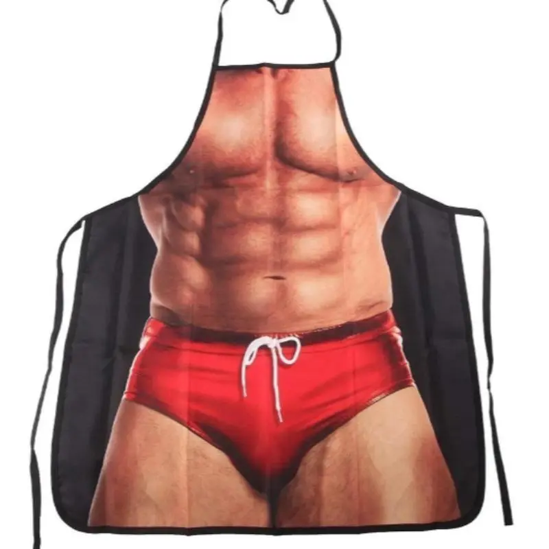 Creative Belly Print Apron, Durable Fashionable Apron, Funny Gag Gift Apron, Novelty Cooking Aprons, Kitchen Apron for Cooking, Baking, Restaurant Service, Great Choice for Both Cooking and Dining