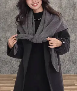 Cashmere-Blend Knit Triangle Shawl with Cross-Front Design