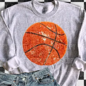 Basketball 11” DTF Transferr with Sequin Design for Sports Fans