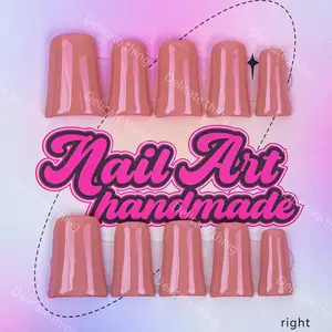 Delicatething Y2K Style Duckbill Nail Set, Handmade Quality Wearable Nails, 4 Sizes XS S M L, Nude Design, Perfect Gift for Girls, Nail Art