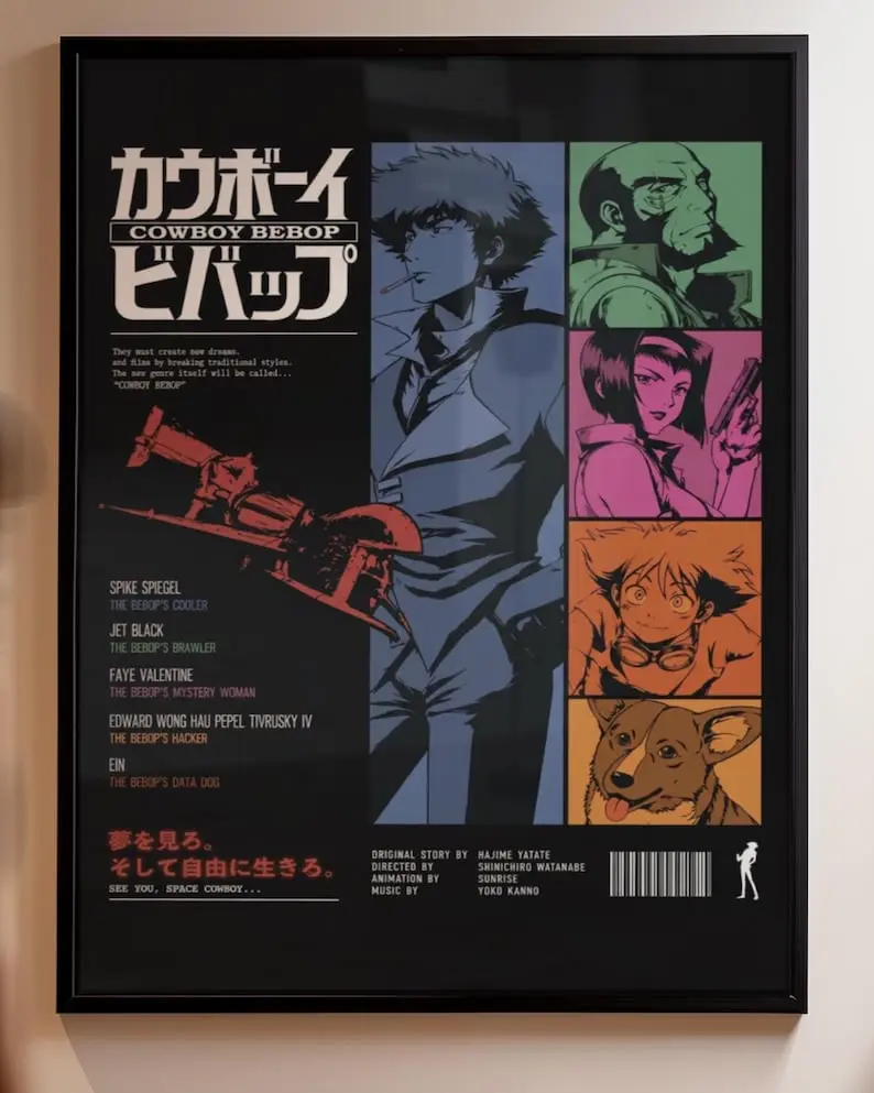 Cowboy Bebop Poster Print Unfrmaed, Vintage Anime Wall Art, Spike Spiegel Artwork, Retro Japanese Anime Decor, Manga Poster, Otaku (Printed Poster)