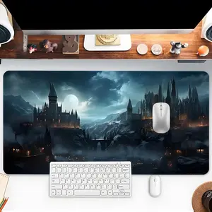 Magic Castle Pattern Design Mouse Pad, Rectangle Gaming Mouse Pad, Office Desk Keyboard Mat for Home Office Game Room Desk