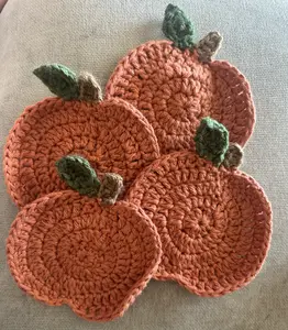 Handmade Crochet Pumpkin Coasters