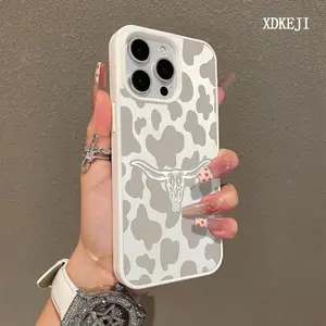 Creative Bull Head Pattern Premium Magnetic Phone Cases for iPhone 17 Air 16 15 14 Pro Max 13 12 Plus Smartphone Shockproof Protection Cover For Samsung Galaxy S23 FE S24 S25 Plus Ultra Cellphone Protective magsafe case Cow print Protector Casing