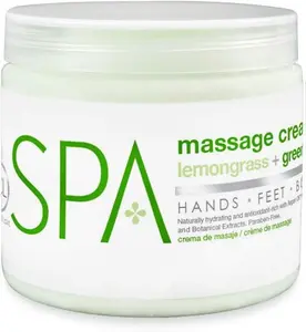 BCL SPA Massage Cream organic Lemongrass + Green Tea body lotion with shea butter, aloe vera, peppermint, argan and jojoba oils body cream to soothe, calm & revitalize the skin. Home/Pro use 16 fl oz