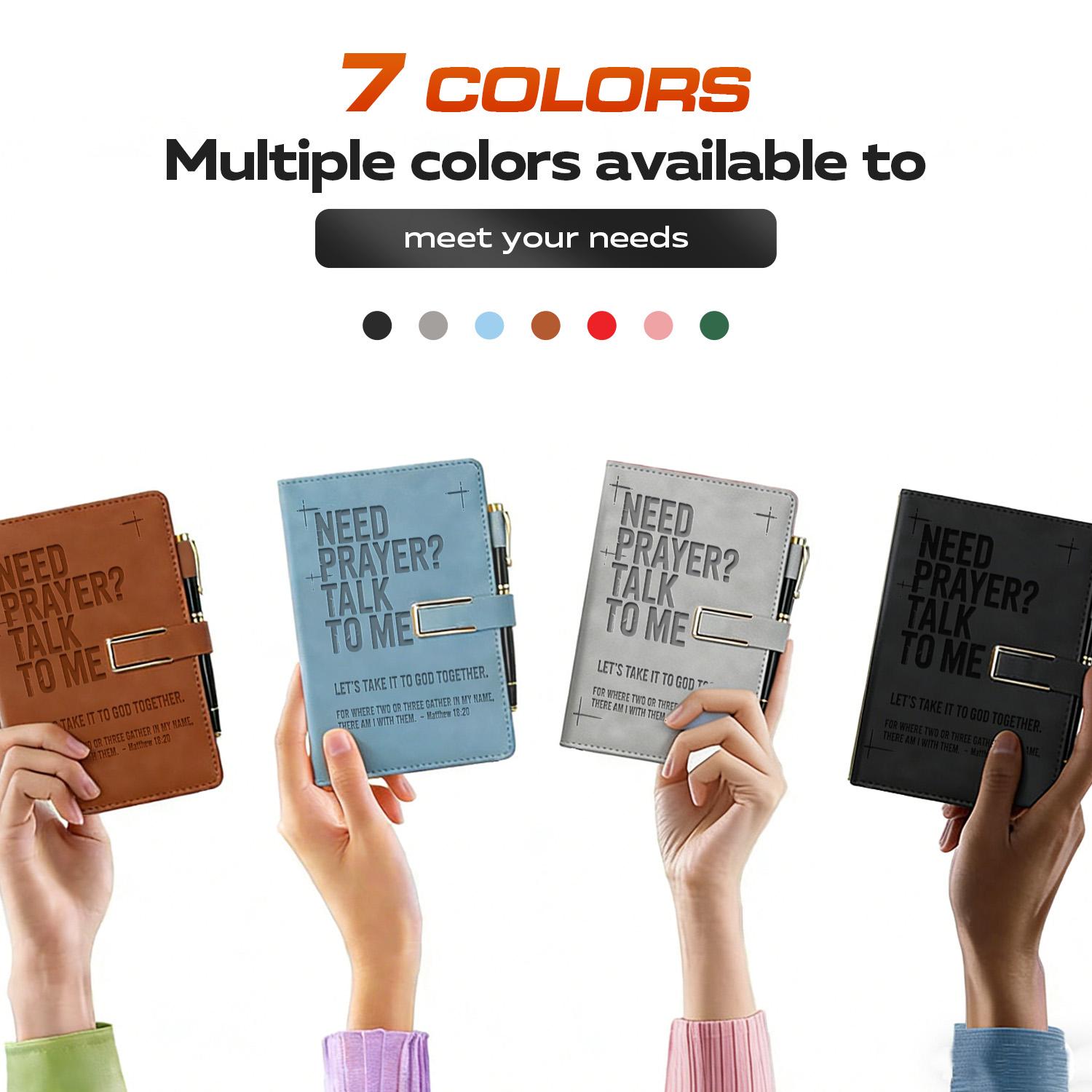 Need Prayer? Talk to Me Leather Journal, Christian Faith Notebook, Bible Verse Matthew 18:20, Inspirational Religious Writing Journal Gift for Women Men