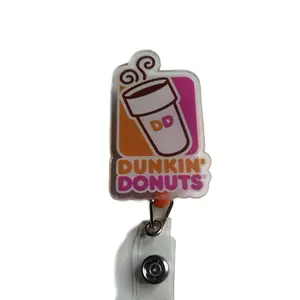 Dunkin' Donuts Handmade Badge Reel with Belt Clip - Official Logo Design for Easy Access