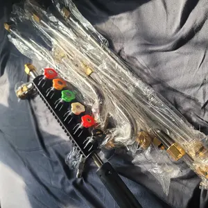 Pressure Washer Extension Wand 10 Pack Power Washer Lance with 5 Atomization Nozzle Tips 1 Gutter Cleaner Attachment Curved Rod for Gutter Roof Drainage Walls Cleaning