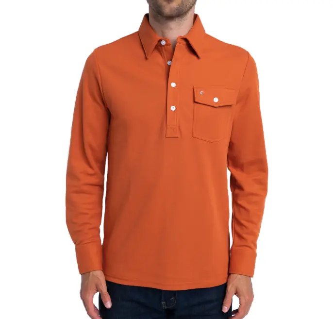 Criquet Long Sleeve Player Shirt in Burnt Orange