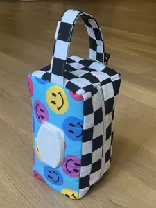 Retro Smiley Face Peanut Pouch - Baby and Toddler Essentials Bag with Handle, Wipe Hole and Keyring