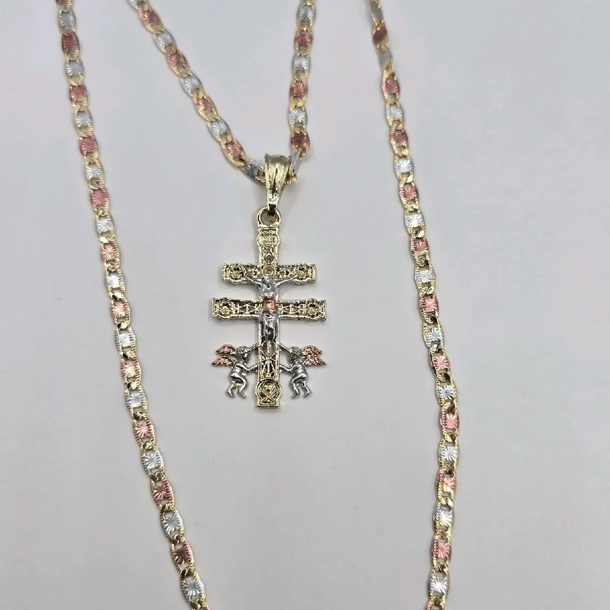 CARAVACA Gold-Plated Necklace with 20 Inch Small Chain - Three Colors Style
