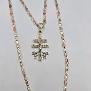 CARAVACA Gold-Plated Necklace with 20 Inch Small Chain - Three Colors Style