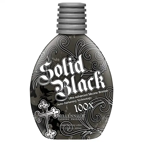 Millennium Tanning Solid Black 100X Tanning Lotion – Advanced Silicone Bronzer with Auto-Darkening Technology & Orchid Blush Fragrance, 13.5 oz