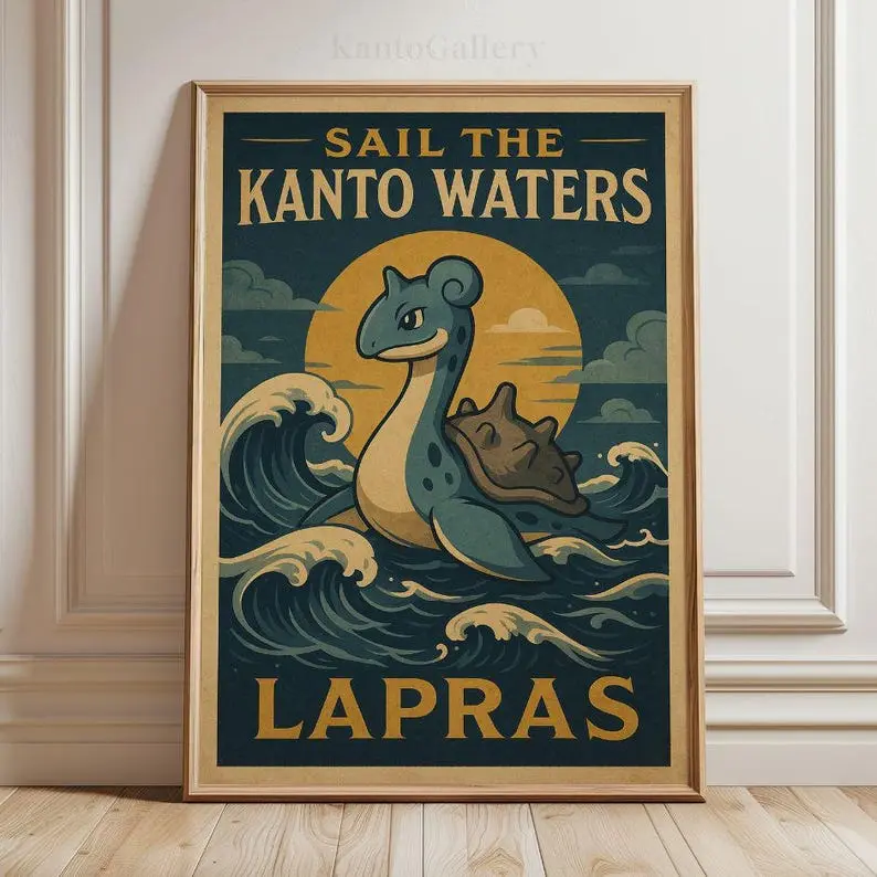[Sale Off Up To 35%] Lapras Poster, Pokemon Wall Art, Retro Vibes, Anime Room Decor, Kanto Region, Pokemone Printables, Illustration Fan-Art. No Frame