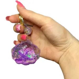 Liquid Filled Shell and Star Keychain Purse Charm with Cute Animal Design for Kids and Adults