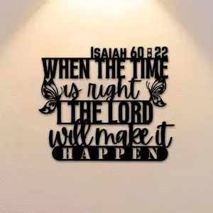 1 piece of Isaiah 60:22 Christian metal wall decoration - inspirational scripture symbol - elegant gift of faith, for religious families, church or office decoration, bedrooms, terraces, kitchens, gardens, shops, cafes, dance halls, Religious Home Decor