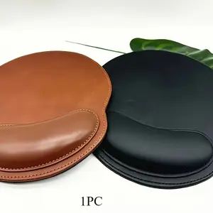 High end faux leather ergonomic mouse pad with anti slip base - durable brown office desk pad, suitable for office, Halloween gifts, Christmas gifts