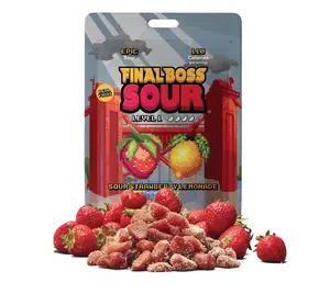 Final Boss Sour Candy | Level 1, Strawberry Lemonade, 1 Pack – Made with Real Dried Fruit, No Artificial Colors, No Artificial Fruit Flavors, Low Calorie Snack for Kids, Teens, Adults, Lunch Boxes