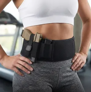 Concealed Carry Belly Band Holster, Comfortable Breathable Gun Holster for Men Women, Adjustable Pistol Holster for Glock 19 + More, Spring EDC Gear, Adjustable Fit, Hidden Carry