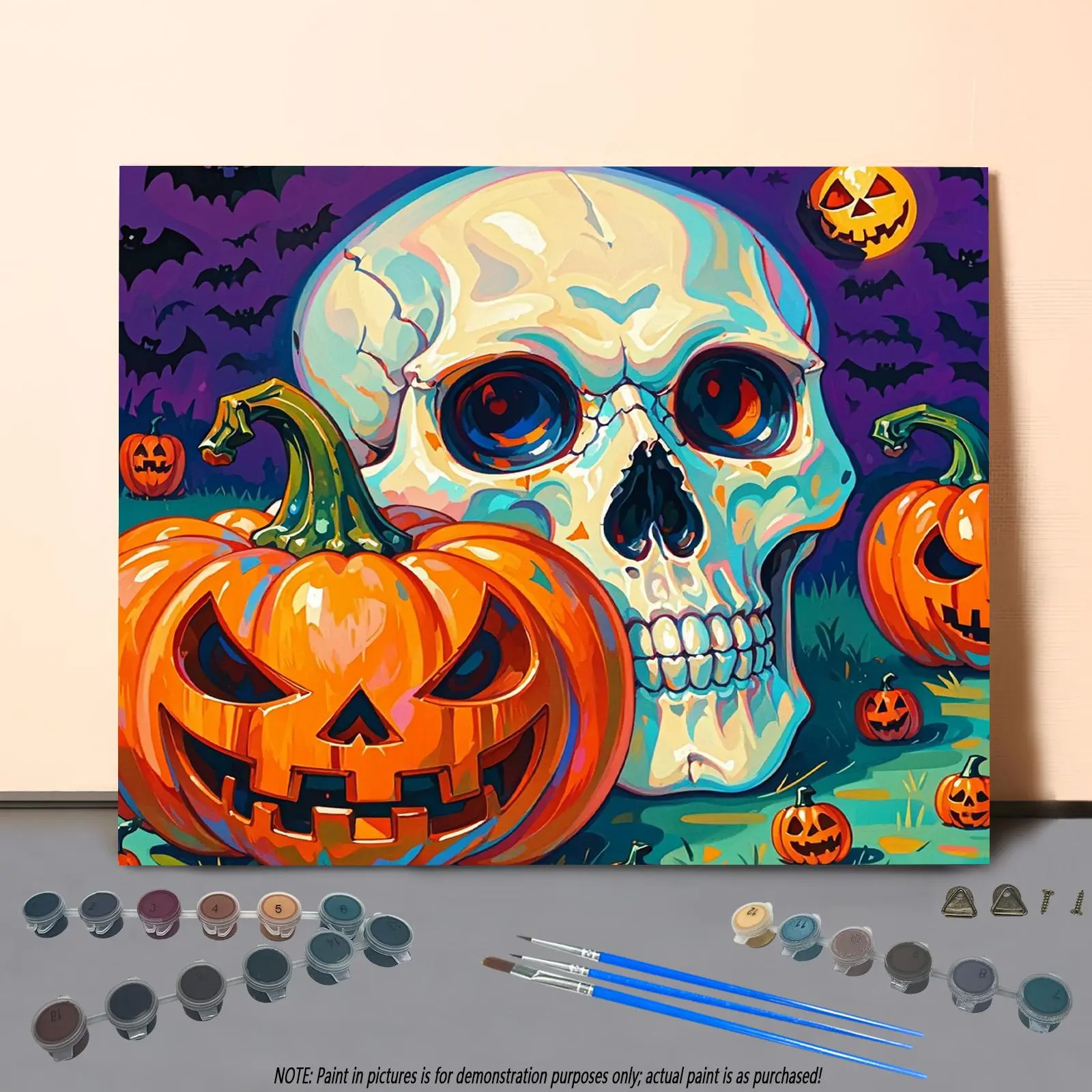 Skull & Pumpkin Pattern Painting by Numbers Kit, 1 Set DIY Painting by Numbers Kit without Frame, DIY Wall Art Painting for Home Decor