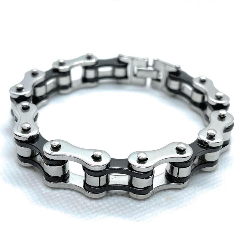 8-1/2" x 1/2" Stainless Steel Motorcycle Chain Bracelet (4 Colors)