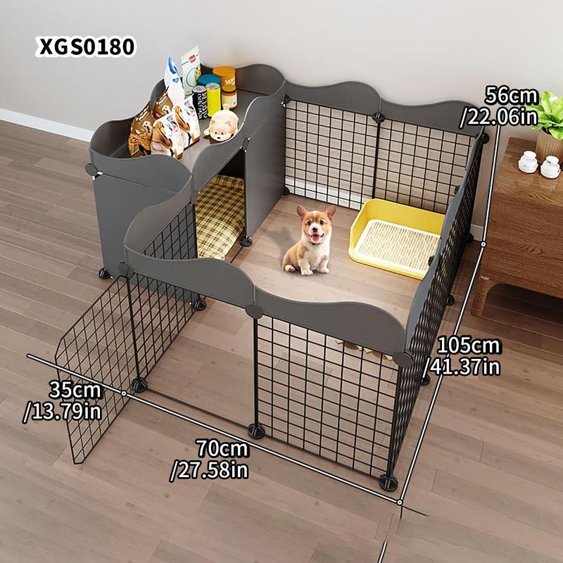 Small Dog Fence Indoor Home Pet Enclosure, Durable Puppy Playpen, One Room One Bath Puppy Cage with Toilet Area, Anti-Escape Dog Kennel