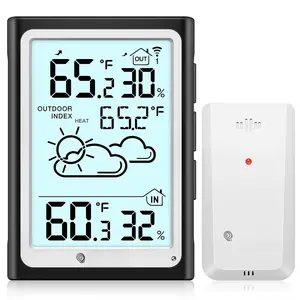 Large Display Digital  Hygrometer, Accurate Indoor Outdoor Temperature Humidity ,  Weather Station with 200ft/60m Range Remote Sensor, Black