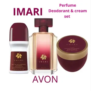 Avon Imari Original 1.7 oz Perfume Set with Deodorant & Cream Alluring Bergamot Jasmine Amber Scent for Mysterious Sensuality