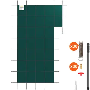 VEVOR Inground Pool Safety Cover,  20 ft x 38 ft Rectangular Winter Pool Cover with Right Step, Triple Stitched, High Strength Mesh PP Material, Good Rain Permeability, Installation Hardware Included