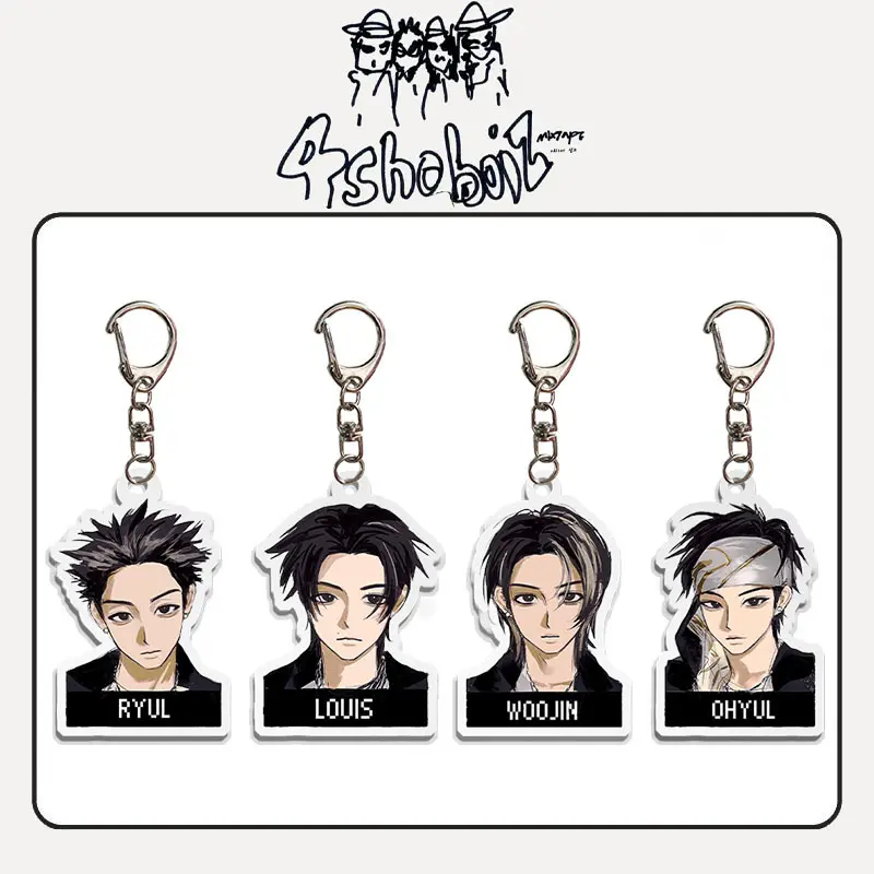 LNGSHOT boy group, cartoon acrylic keychain Cool Keychains Kawaii, hand-painted pendant, accessories, support periphery