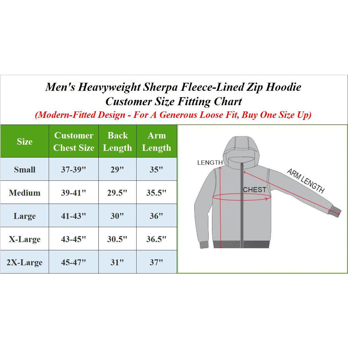 2-Pack Men's Heavyweight Sherpa Fleece-Lined Zip Sweater Hoodie (Sizes, S-XL)